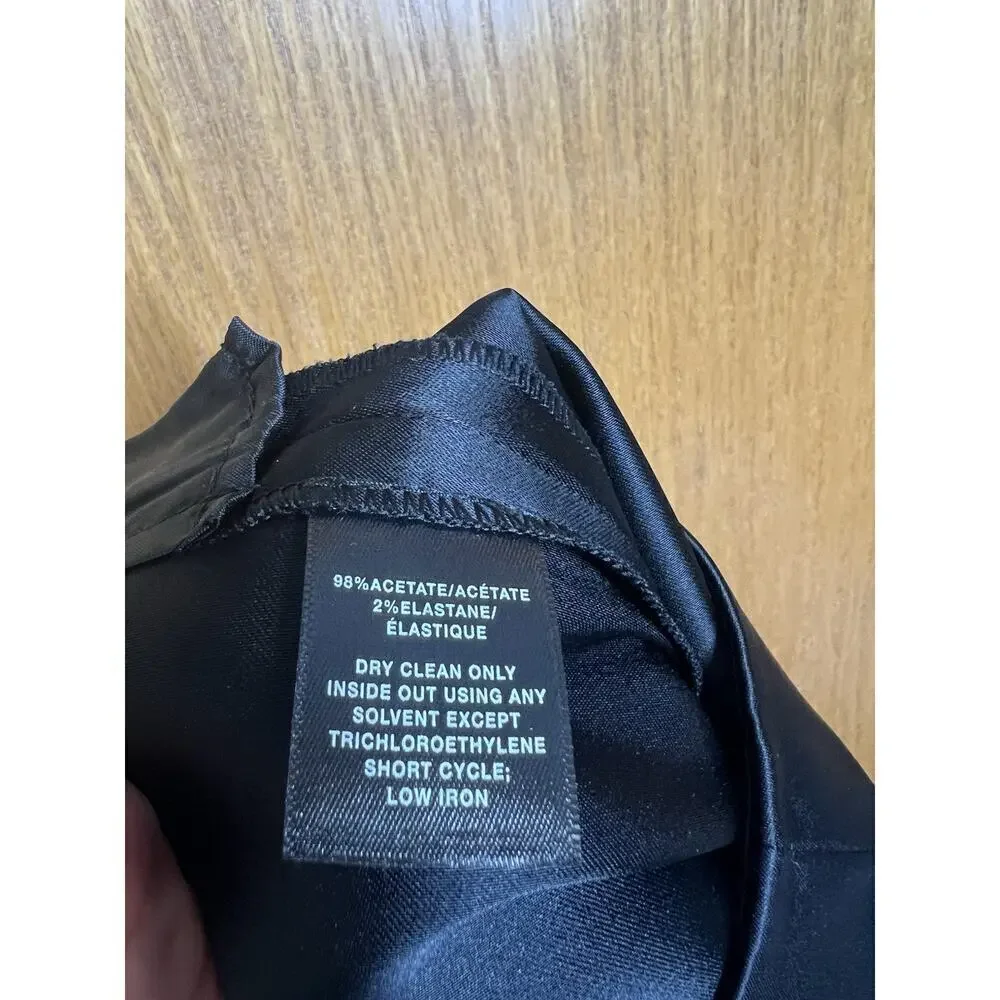 Lafayette 148 Black High Rise Satin Trouser Pants Size 10 Acetate Straight Ankle